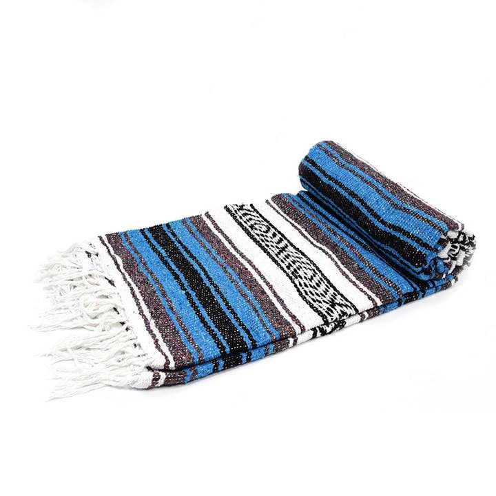 West Path - Wholesale Throw Blanket - Bright Blue Mexican Falsa Blanket