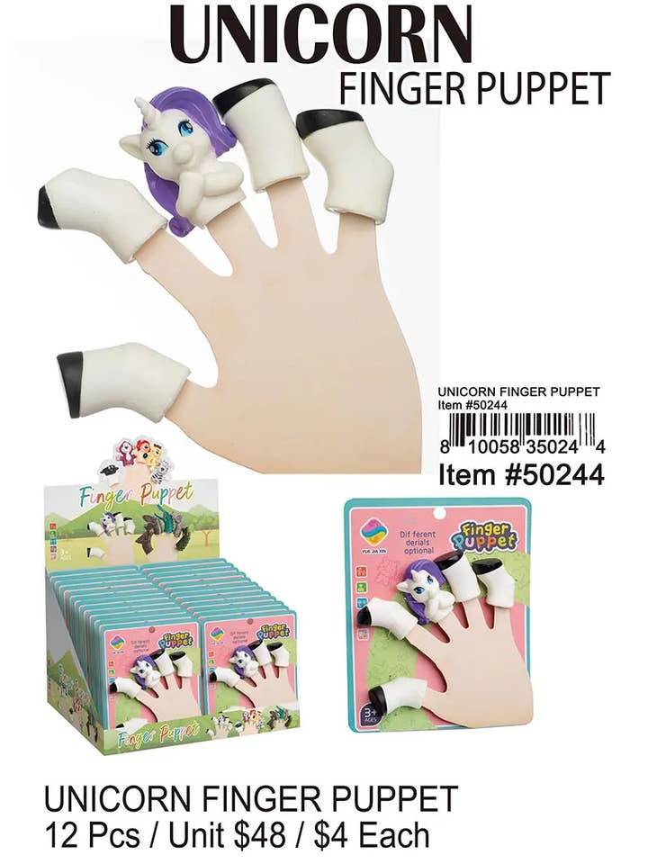Enhjørning Fingerdukke. for engroshandel hos Puka Creations