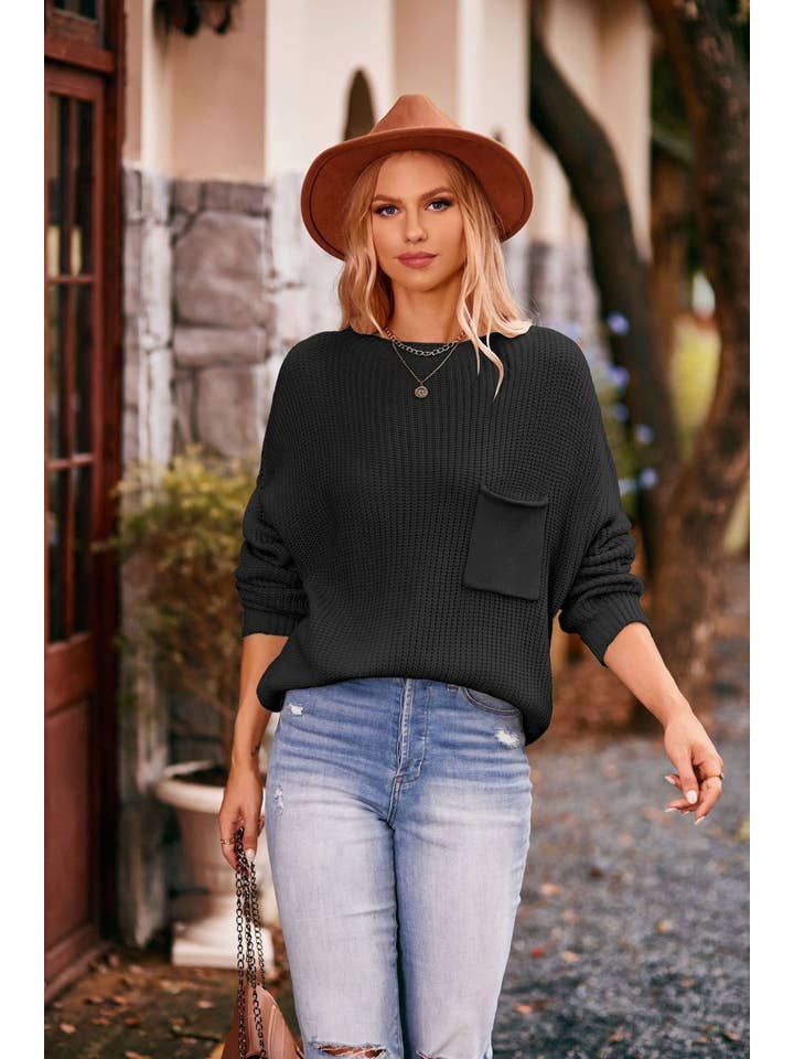 Miss Sparkling - Wholesale Knit Sweater - Women's - Knit Sweater - Front Patch Pocket0