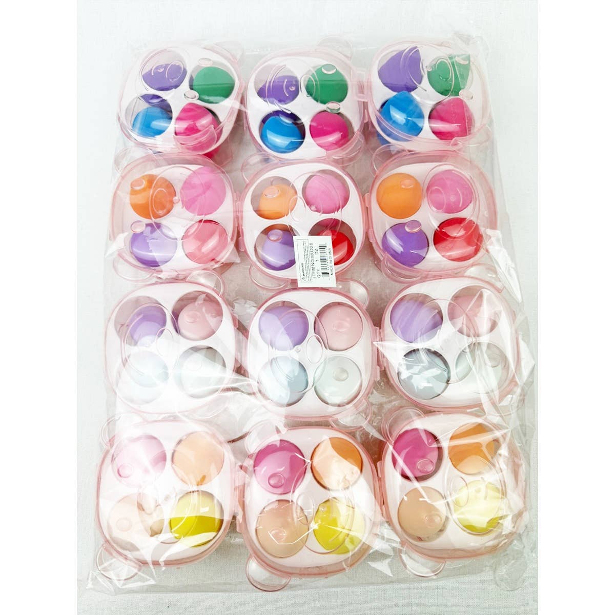 MIX COLOR Essential Blending Sponge in Bear Face Container for wholesale on Faire5