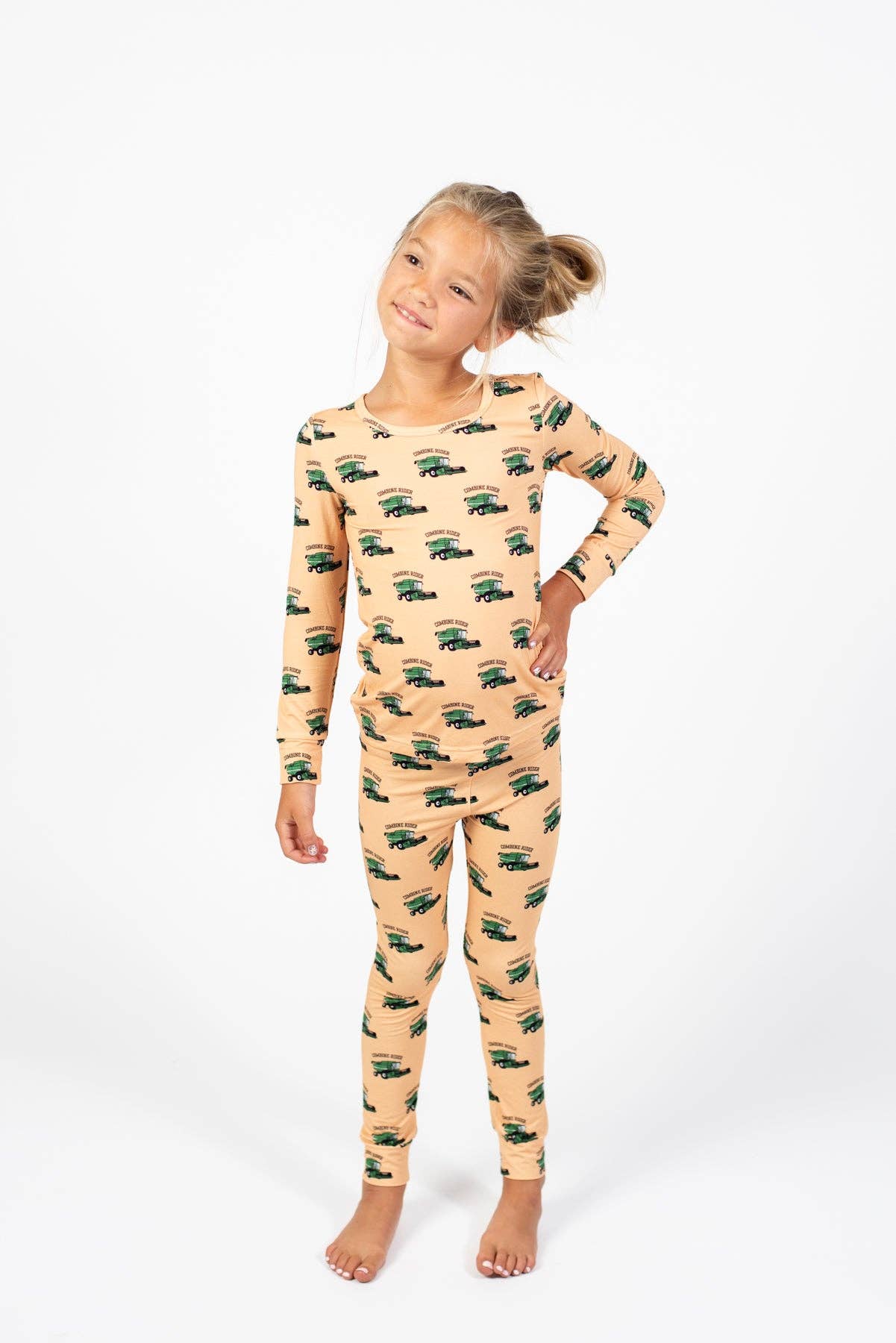 American Farm Company - Wholesale Sleepwear Set - Kids - Green Combine Rider Toddler/Youth Bamboo Pajama Set4