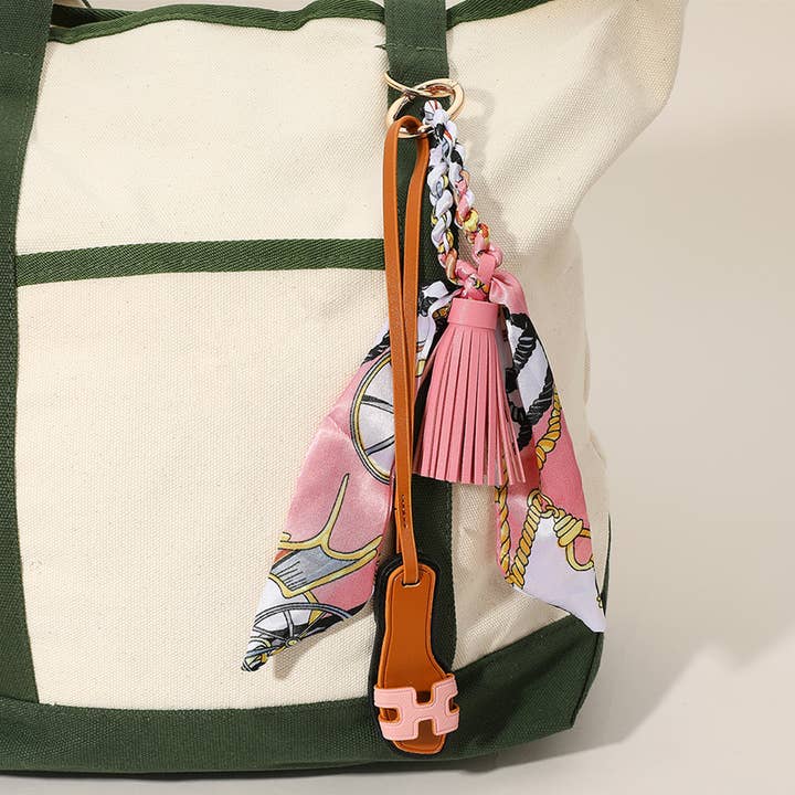 Sensibling Corp. - Wholesale Keychain - Women's - Slipper Keychain Bag Charm with Tassel Mini Scarf