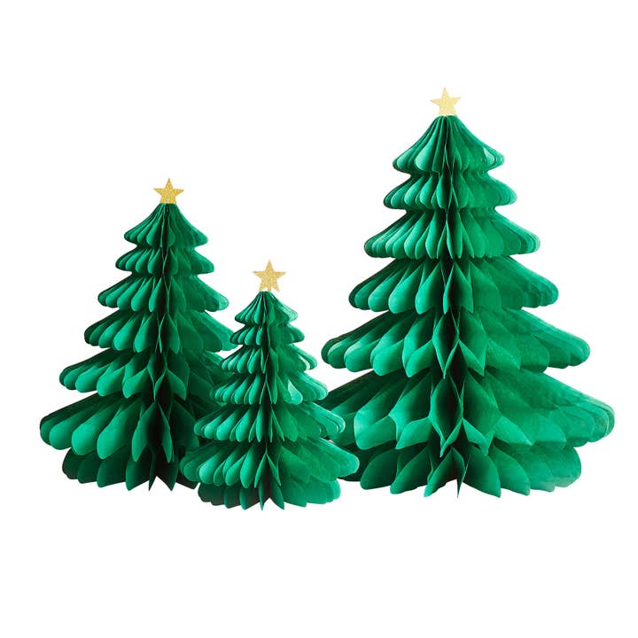 Hootyballoo by Club Green - Wholesale Christmas decoration - Green Honeycomb Trees 3 Pack2