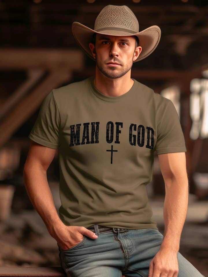 Man Of God - Tee and other Purchase Wholesale shirts for men. Free Returns & Net 60 Terms on Faire trending on Faire.