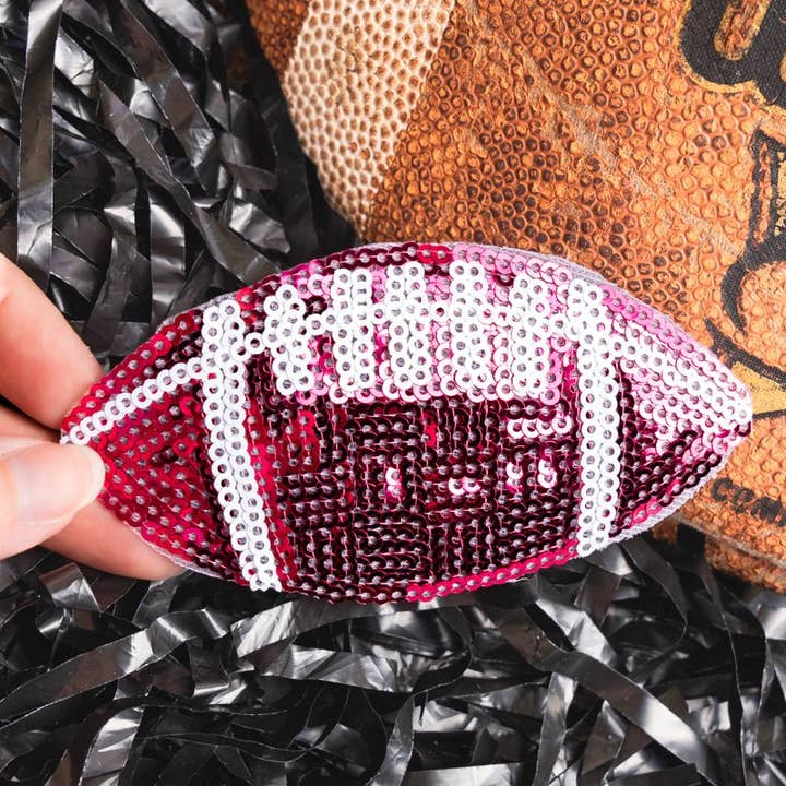Wholesale Accessory Market - Wholesale Patch - Fuchsia Football Sequin Patch0