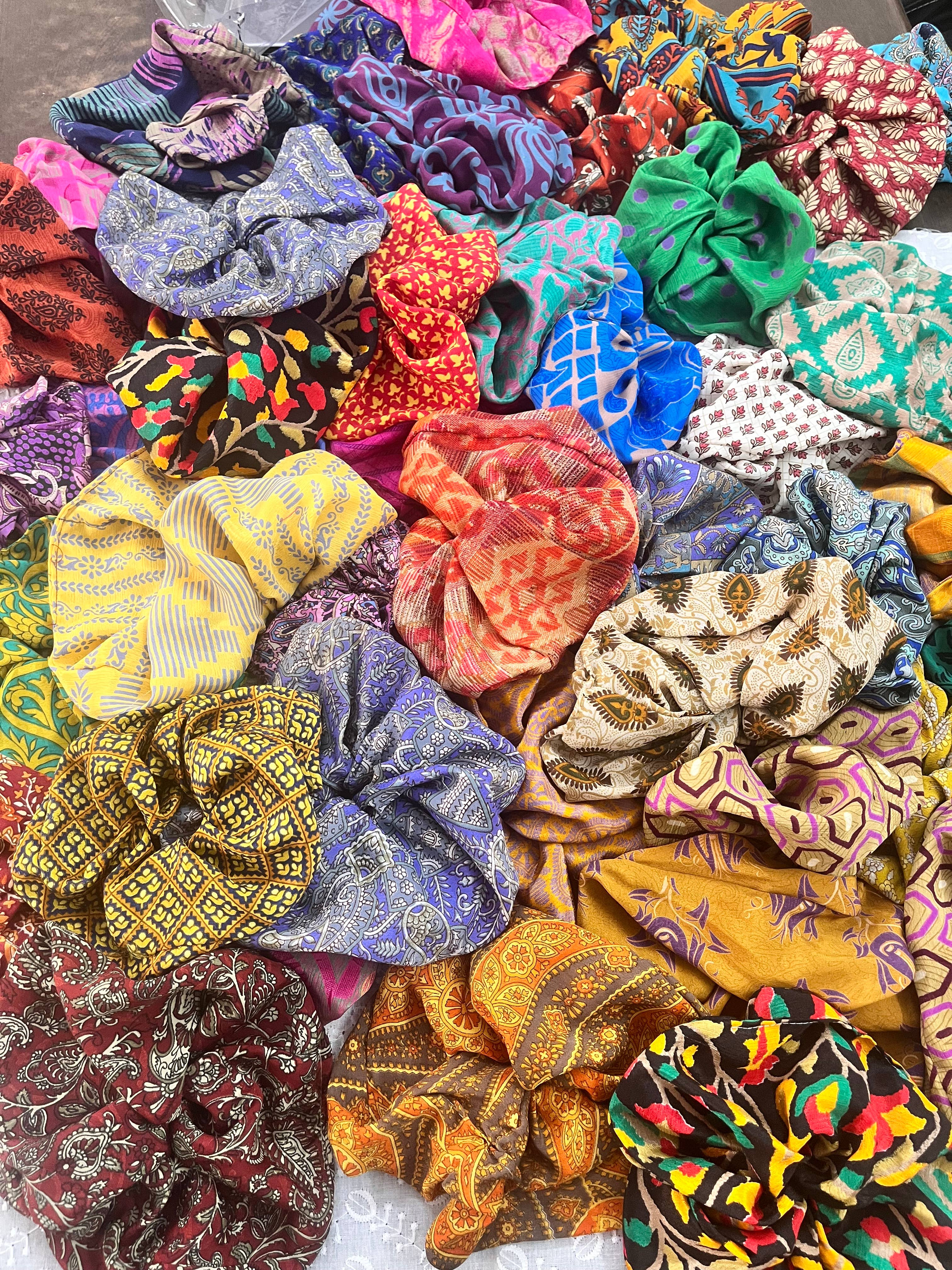 Meghcraft - Wholesale Scrunchie - Women's - Vintage Silk Scrunchie-vintage Upcycled Silk Scrunchie6