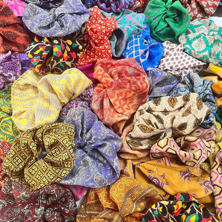 Meghcraft - Wholesale Scrunchie - Women's - Vintage Silk Scrunchie-vintage Upcycled Silk Scrunchie6