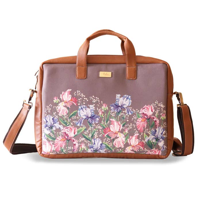 Grey Irises Women's Laptop Bag for wholesale by Kudrati LLC
