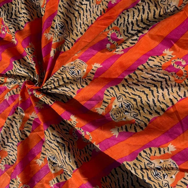 bhavnas boutique - Wholesale Fabric Paint - Tiger Print Dressmaking Fabric Cotton Fabric Women Clothing1