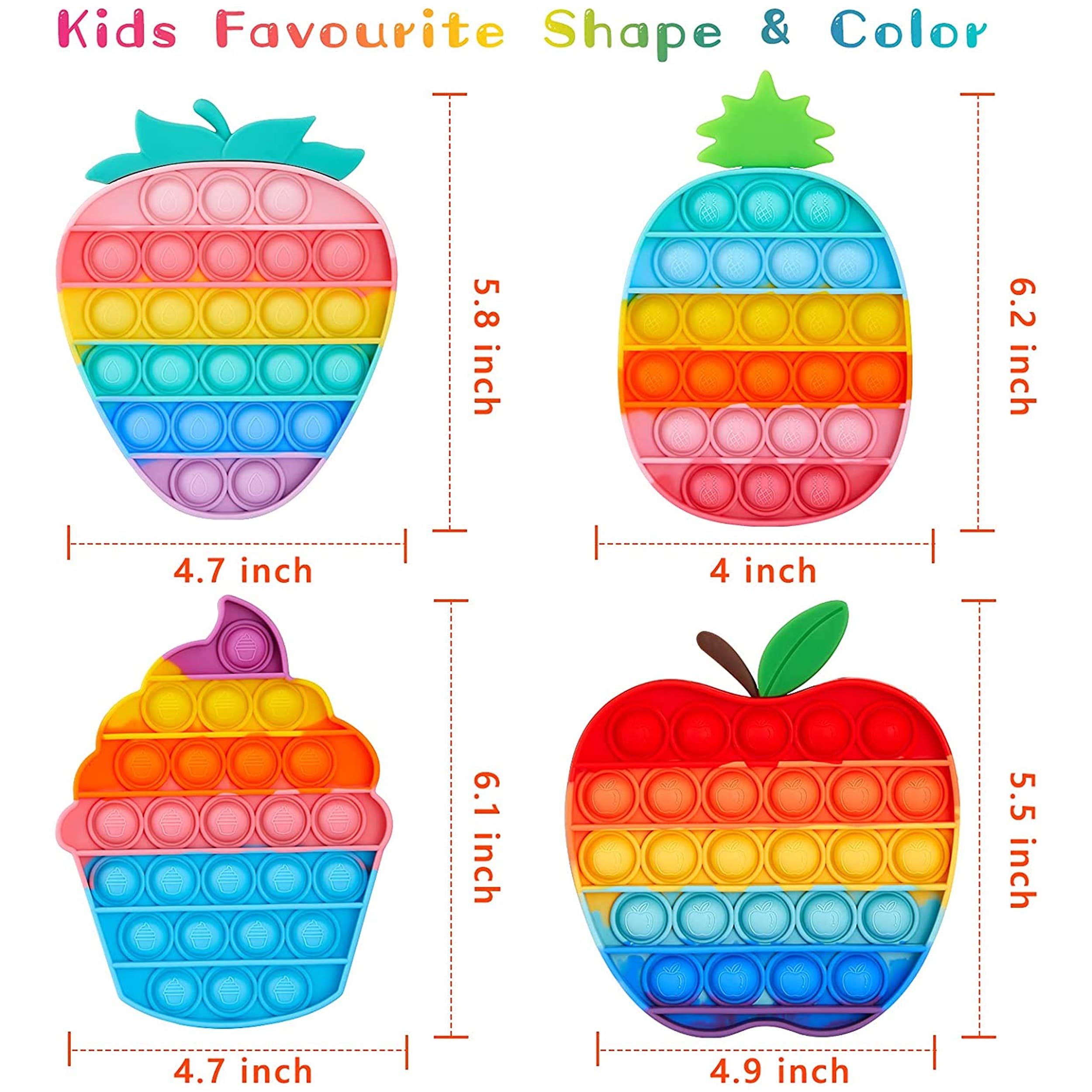 JSBlueRidge Toys - Wholesale Fidget Toy - Kids - Mix Fruits Pop It Fidget Stocking Stuffer Kids Toy1