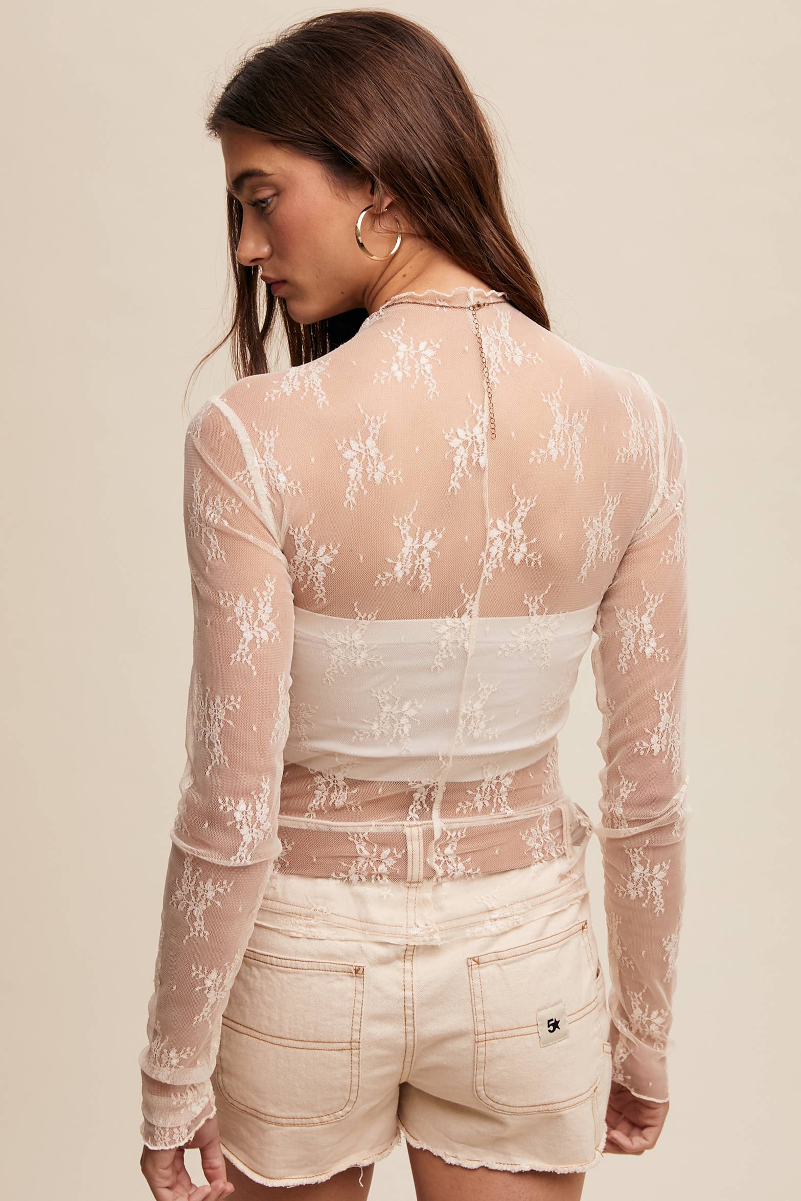 Listicle - Wholesale Blouse - Women's - Sheer Lace Long-Sleeve Top81