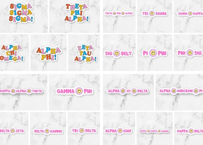 Cara Mak Design - Wholesale Sticker - Custom Sorority Vinyl Stickers – Classic Pack2