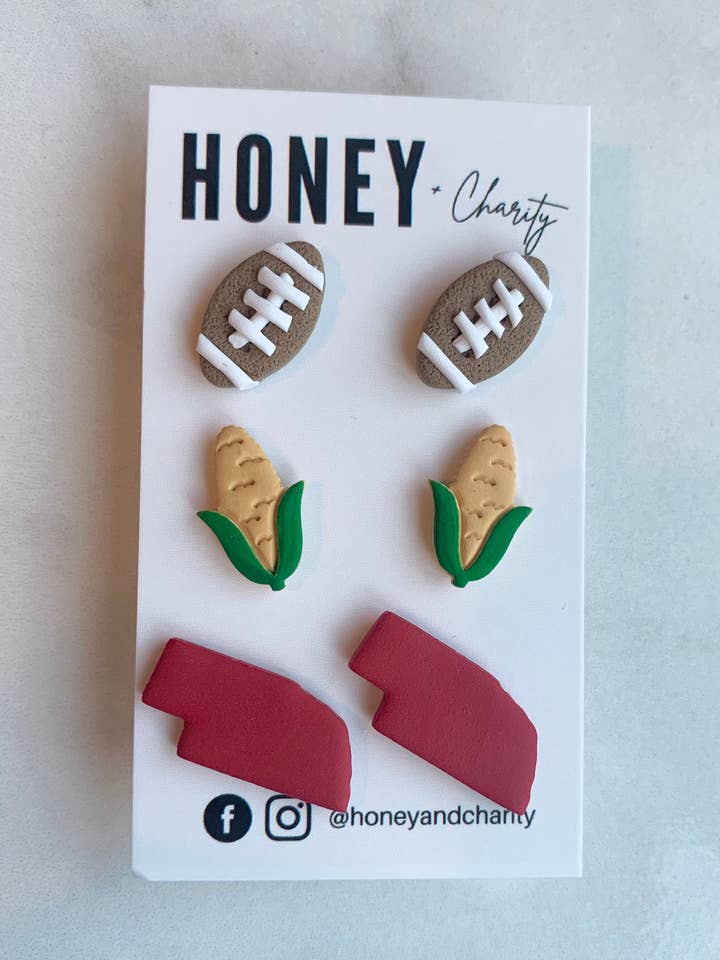 Nebraska Stud Pack for wholesale by Honey & Charity Earrings