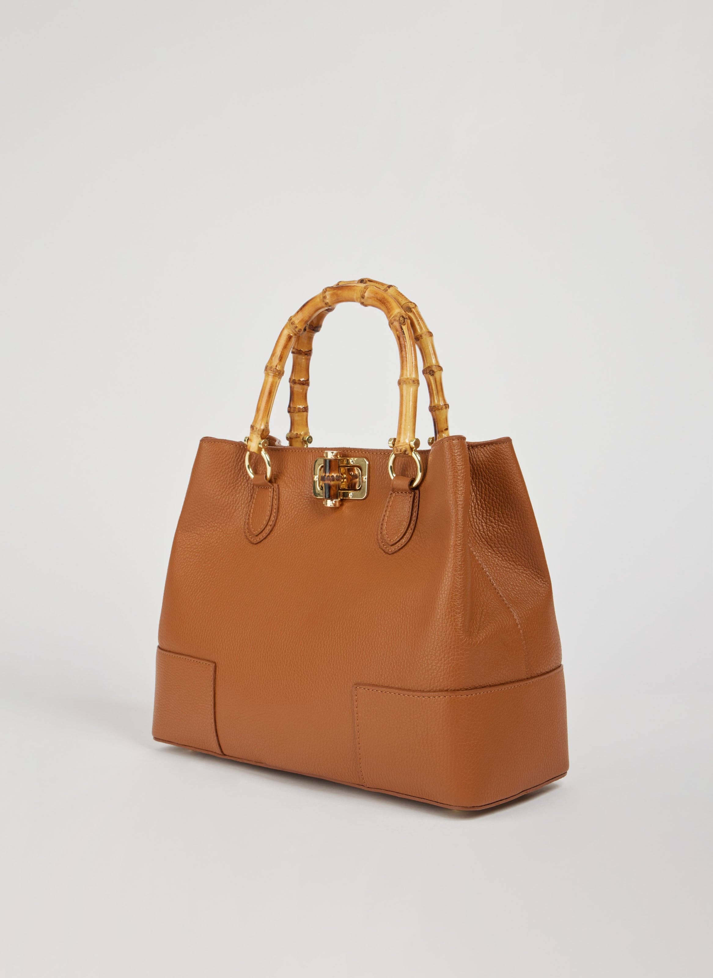 Voemièn - Vente Sac à main avec poignée sur le dessus – femme - Sac Bamboo Babe en cuir Tan Dollar1
