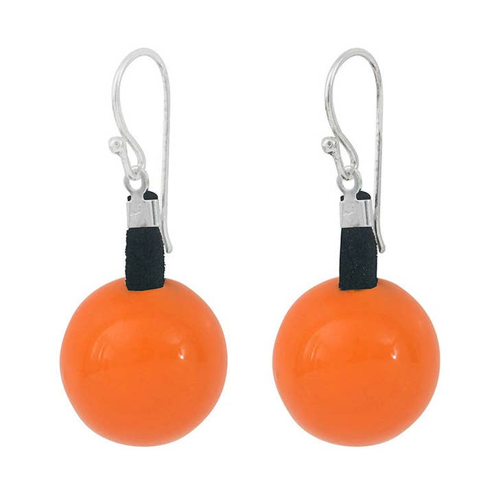 Orecchini vegetali color arancio ciliegia con ganci in argento per la vendita all'ingrosso da parte di Lunasol