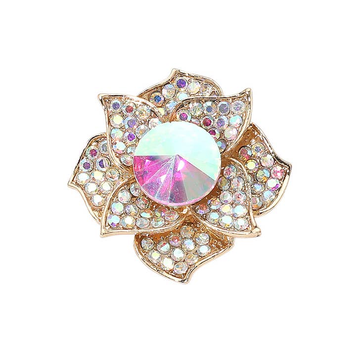 Sensibling Corp. - Wholesale Brooch - Stone Paved Flower Pin Brooch
