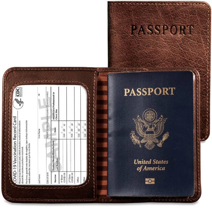 Voyager Passport Cover w/Vaccine Card Holder #7007 for wholesale by Jack Georges Leather Goods