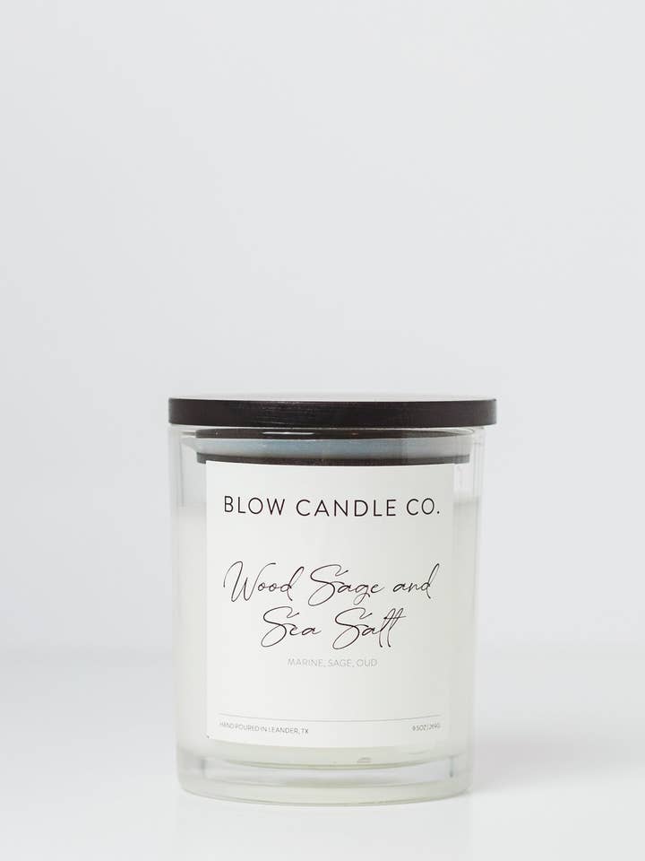 Vela de madera de salvia y sal marina para venta al por mayor de Blow Candle Co.