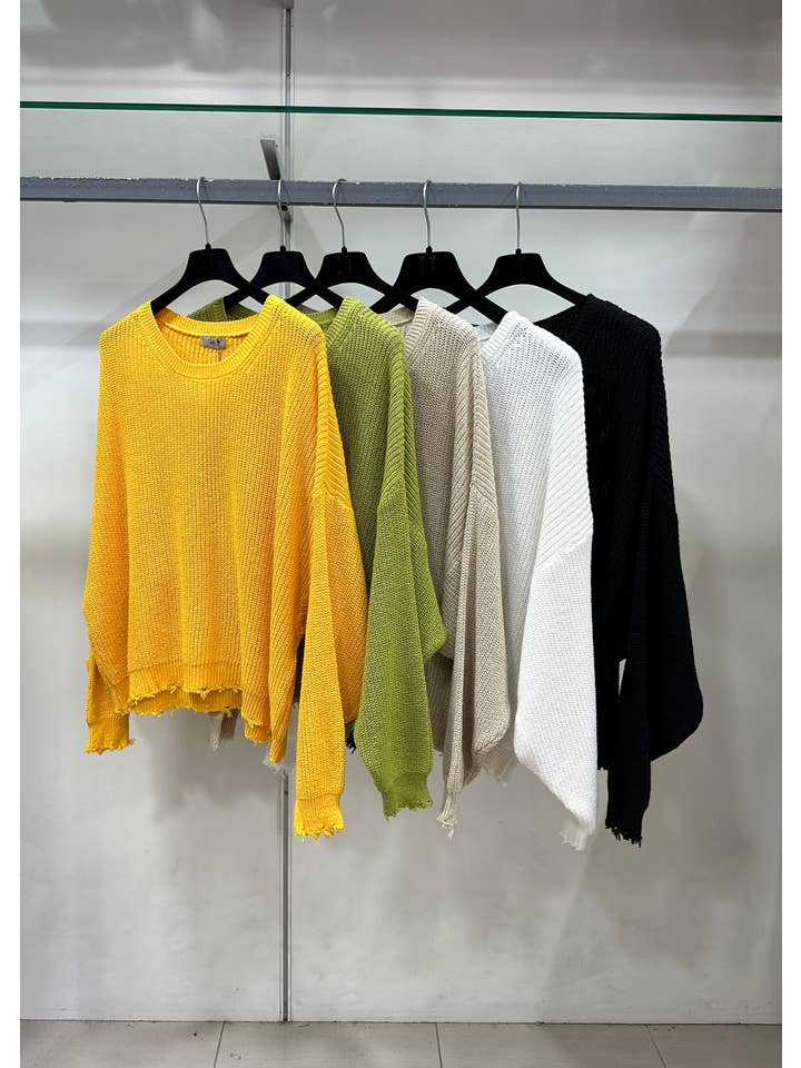 JULIA PARIS – wholesale Pullovertröja - Dam – Långärmad bomullströja med små fransar4