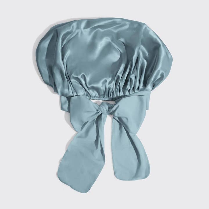 KITSCH - Wholesale Sleep Cap / Bonnet - Women's - Adjustable Oversized Satin Bonnet- Haze Blue