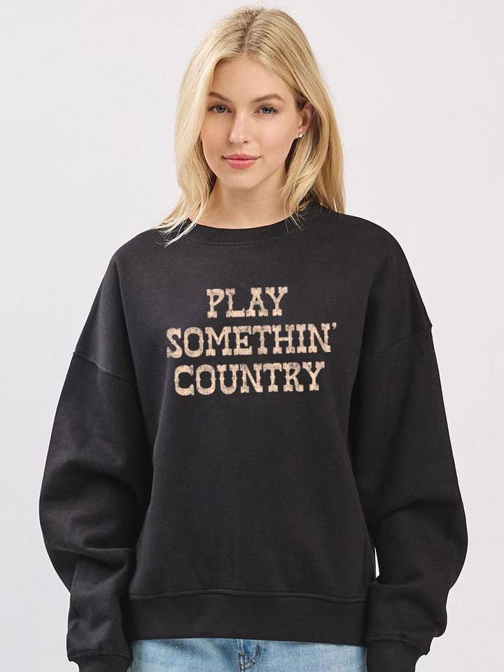 Play Somethin' Country Graphic L/S Fleece Sweatshirts for wholesale by Zutter