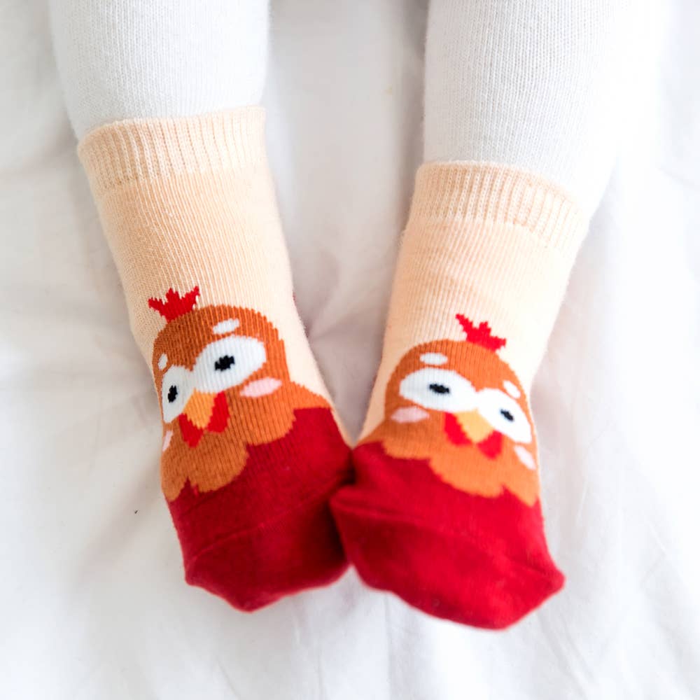 Red Chicken Zoo Baby Animal Socks for wholesale on Faire1