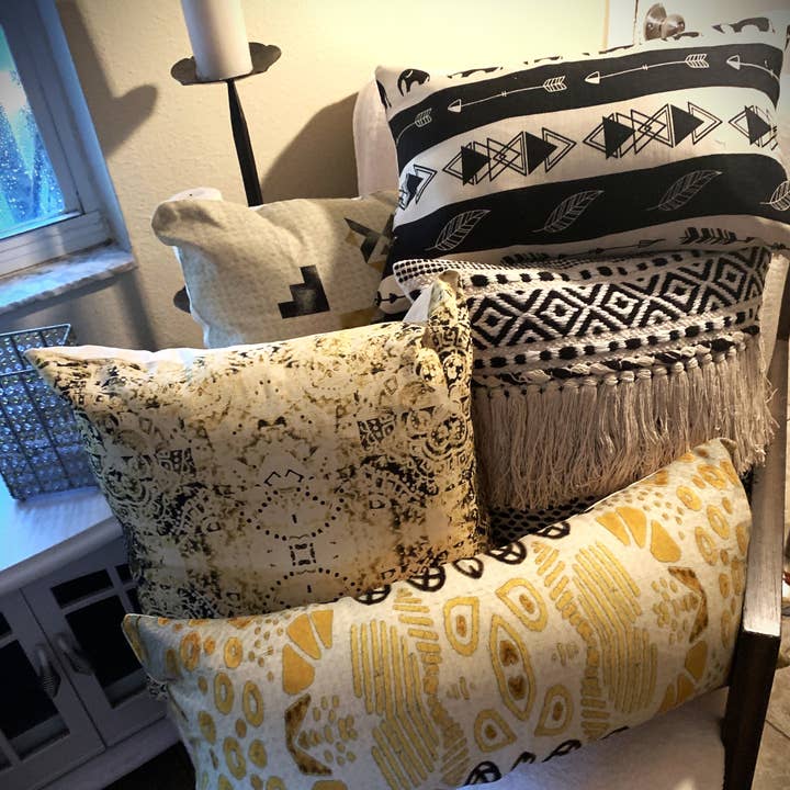 Mudd Cloth in shades of Grey and Taupe for wholesale by The Inspiring Home