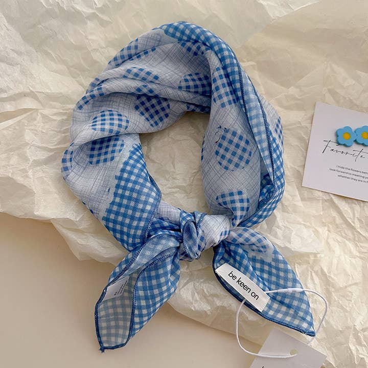 MKS America - Wholesale Bandana - Women's - Polka Dot Stripes Blue Floral square scarf bandana13