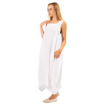 VeraMay - Wholesale Dress – Women's - 6381 White Vera May Italian Linen Dress2