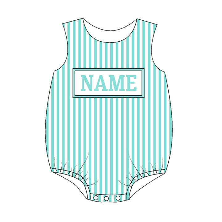 Auraquise - Vente Ensemble de vêtements – bébé - Ensemble court à carreaux bleus personnalisé avec nom pour garçons d'été5