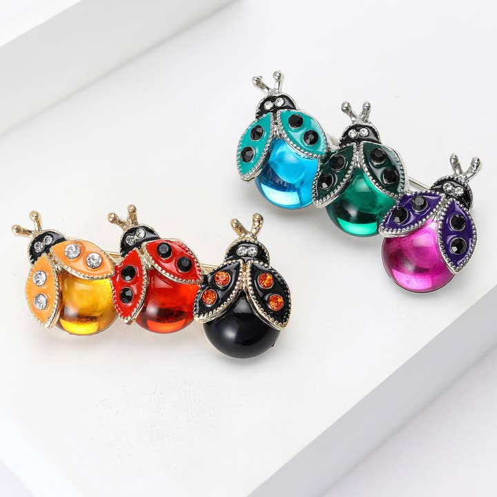 Broche de Racimo de Mariquitas Coloridas, Alfileres Inspirados en Insectos para venta al por mayor de Tourtiwi