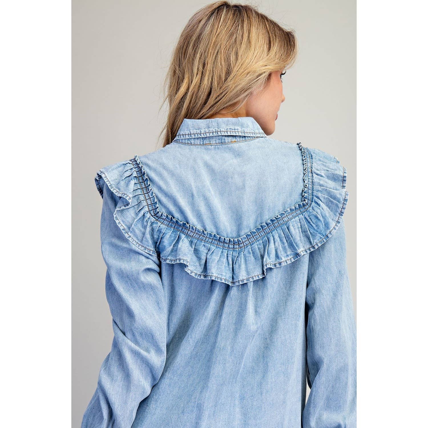 DENIM  Long Sleeve Mini Dress for wholesale on Faire7