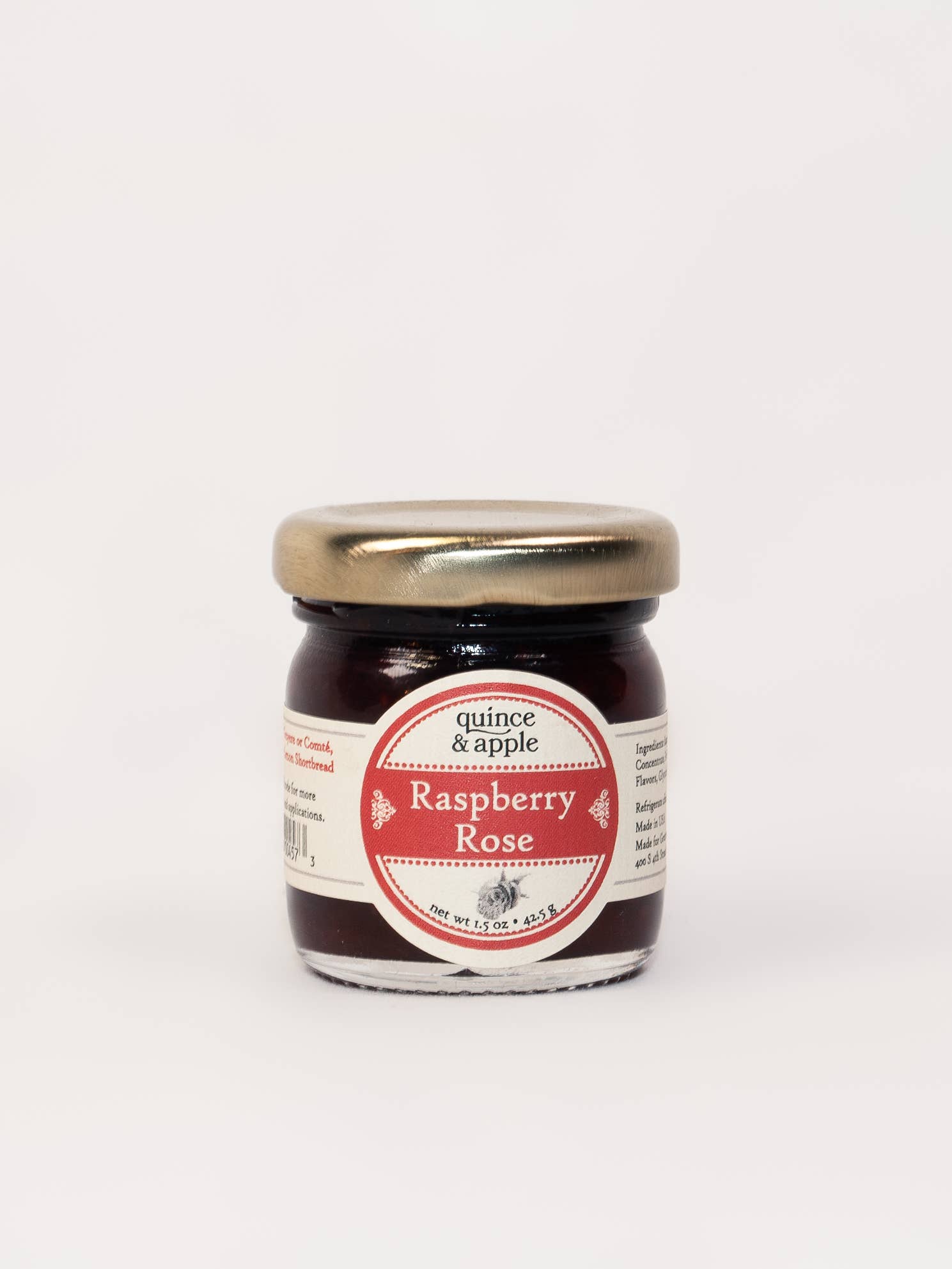 Gourmet Indulgences, LLC (dba Quince & Apple Company) - Wholesale Jam/Jelly - Raspberry Rose - Case of 12 - 1.5 oz Jars