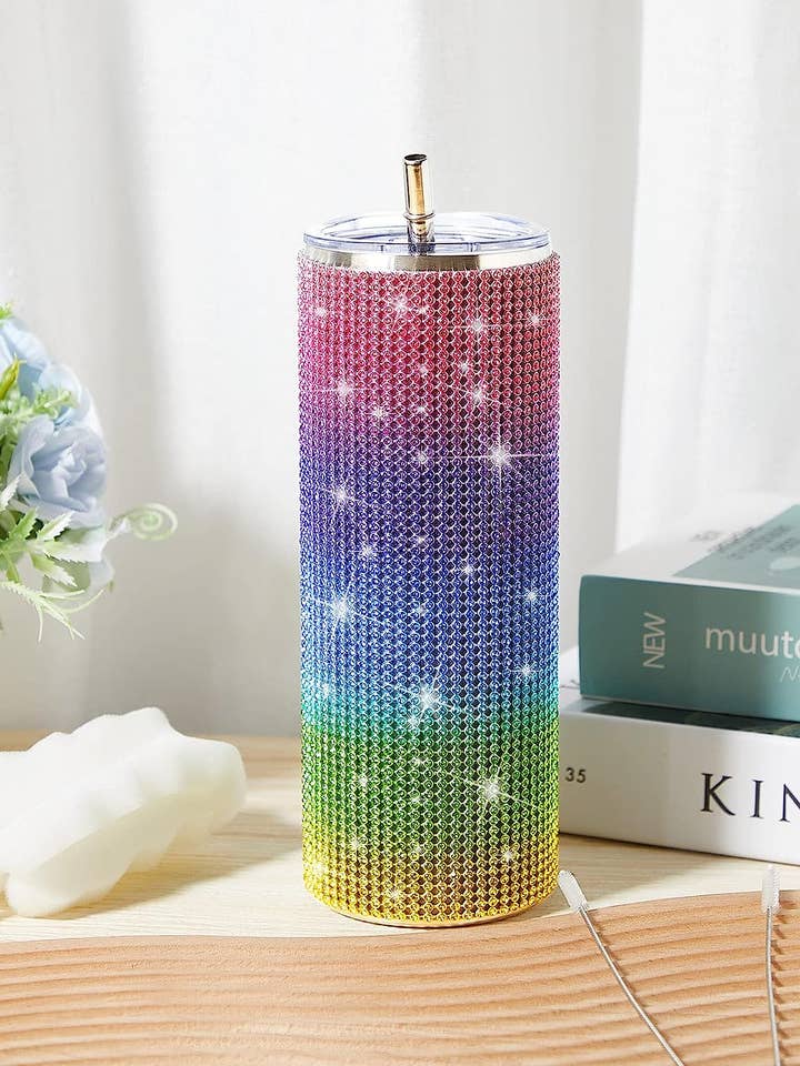 Sparkle Rhinestone Water Bottle 17oz with Straw FKC05 for wholesale by Sweetkama