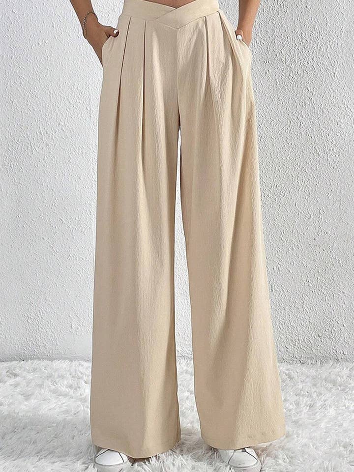CWBLP1422_PLEATED CASUAL WIDE-LEG LOOSE TROUSERS for wholesale by NINEXIS