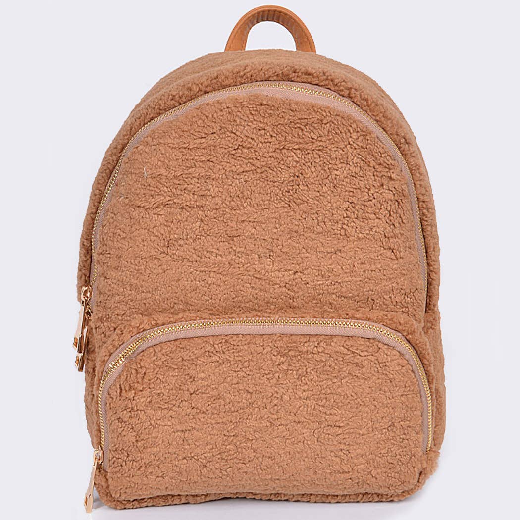 3AM BY H&D ACCESSORIES - Wholesale Backpack - Women's - Faux Wool Sheepskin Backpack5