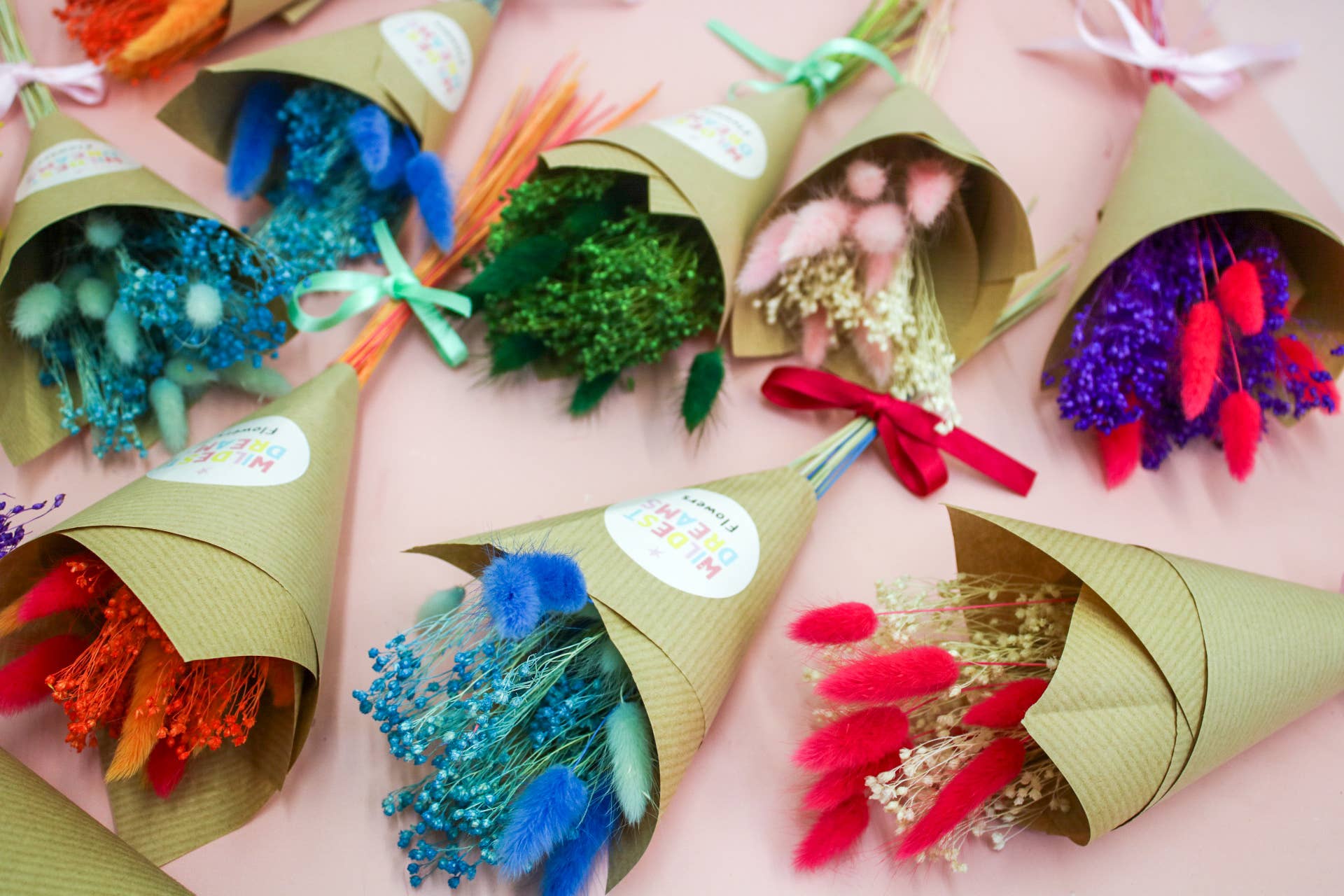 Wildestdreams.flowers - Wholesale Dried/Pressed Flowers - Orange Dried Mini Flower Bunches gift boxes 2