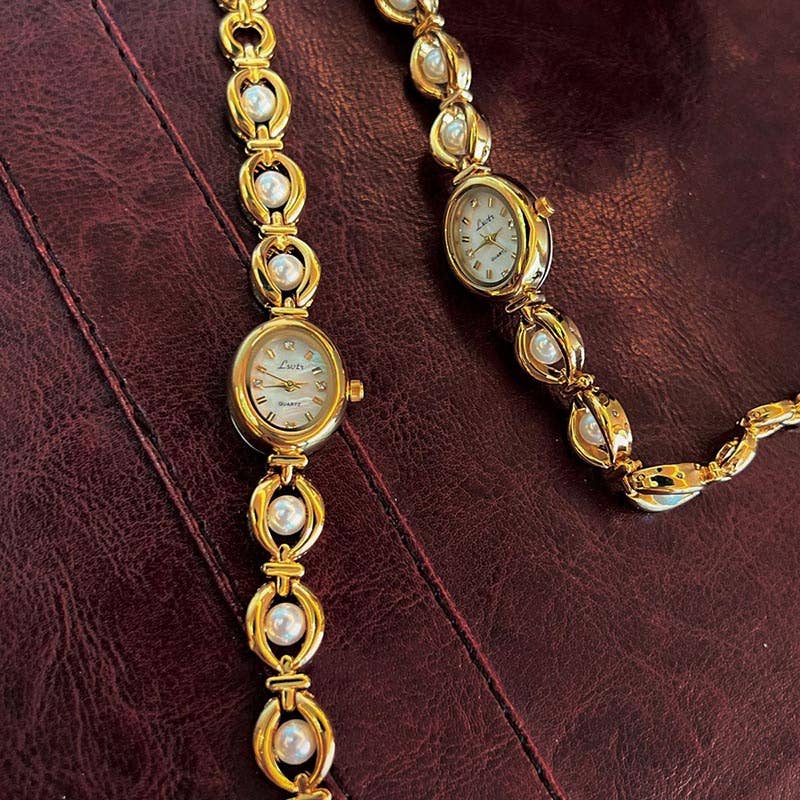 Gold Vintage Pearl Elegant Oval Watch DP25F457 for wholesale on Faire1