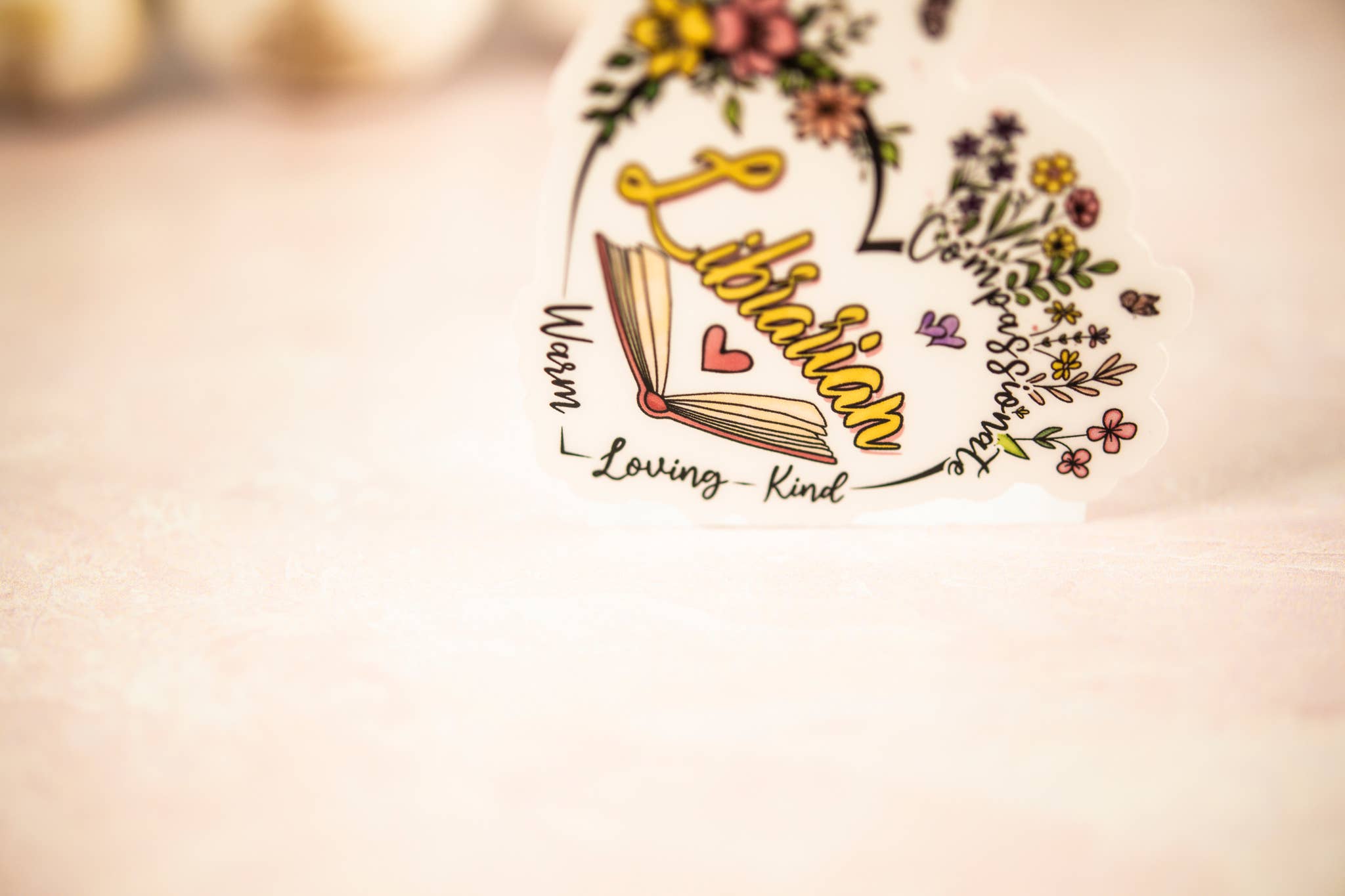 Savannah and James Co - Wholesale Sticker - Librarian Floral Heart, Book Vinyl Sticker, 3x3 in.2