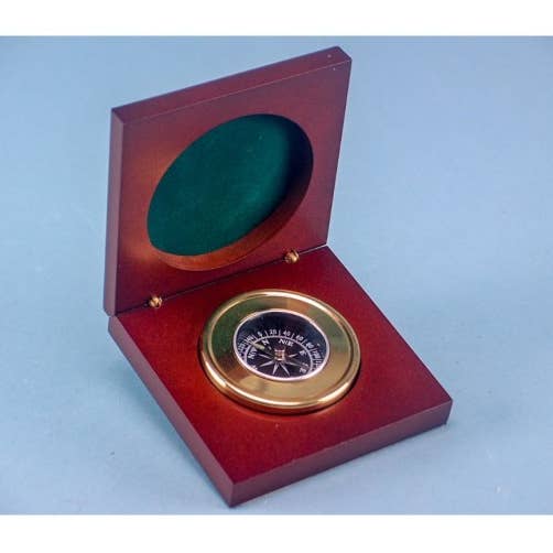 Compass in Wooden Presentation Box, 9cm for wholesale by Nauticalia
