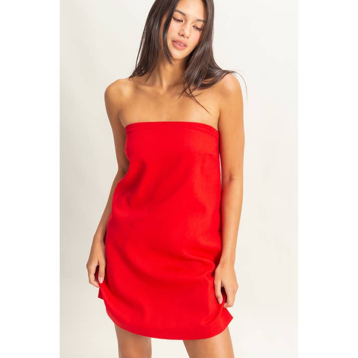 HYFVE - Wholesale Dress - Women's - DZ25E041-Sand Washed Strapless Mini Dress