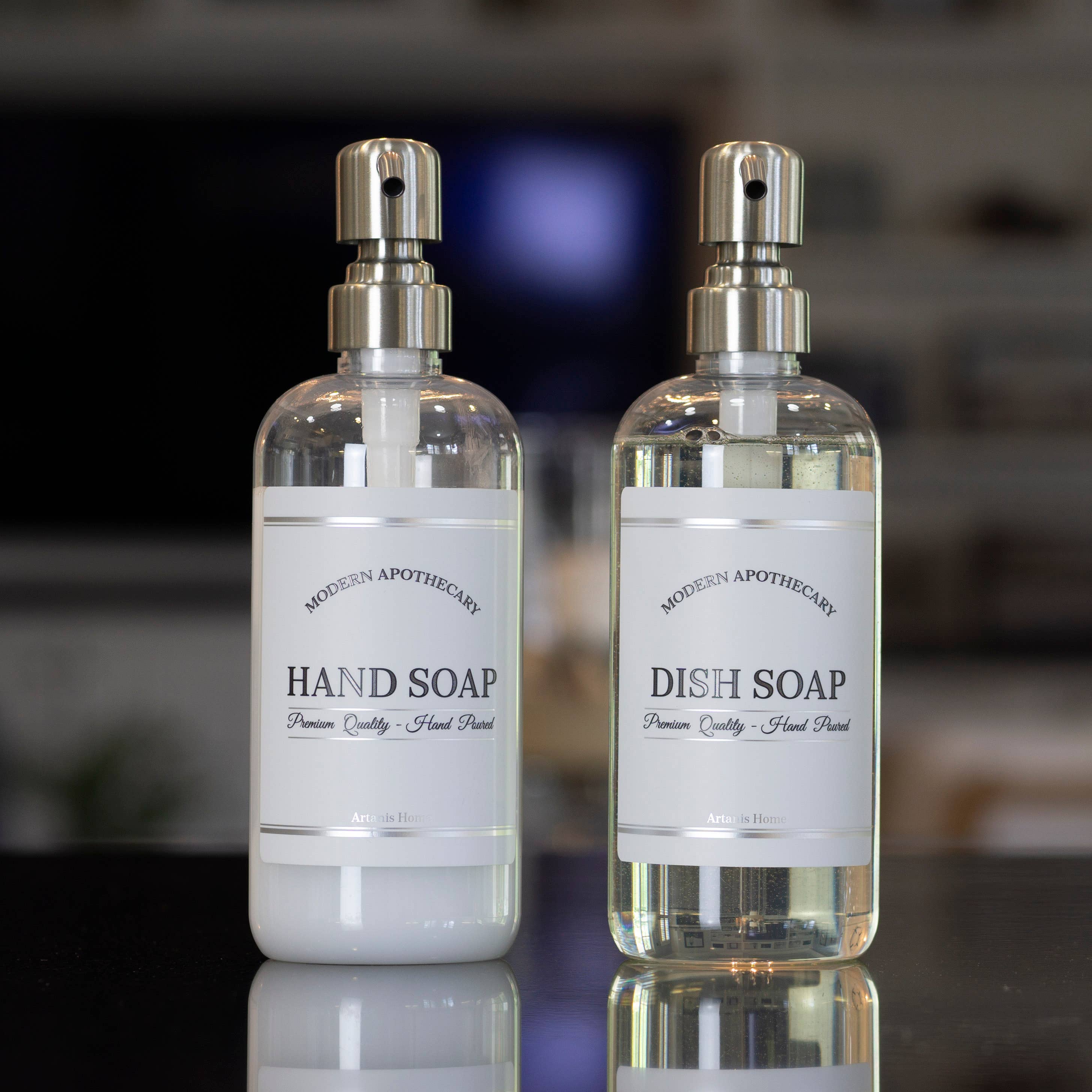 Artanis Home - Wholesale Soap Dispenser - Clear 16 oz Plastic Dispenser Set with Label Choices5