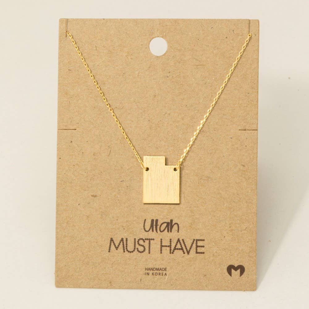 Fame Accessories - Wholesale Pendant/Charm Necklace - Utah State Pendant Necklace1