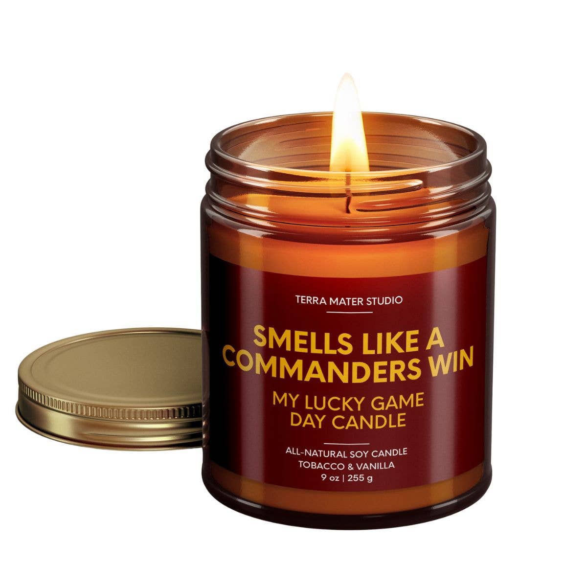 Terra Mater Studio LLC - Wholesale Jar/Filled Candle - Smells Like A Commanders Win Candle | Commanders Merch2