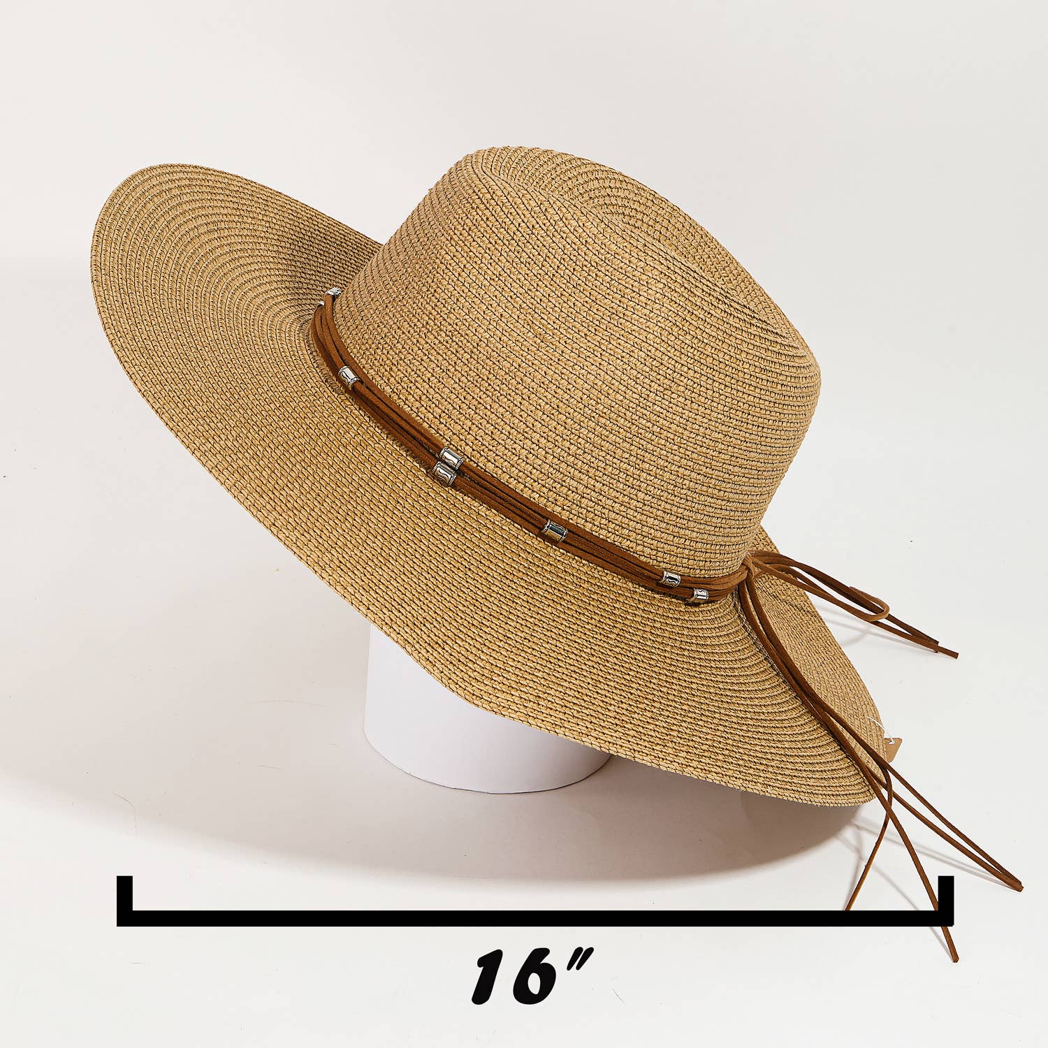 Collections by Fame Accessories - Wholesale Straw Hat - Women's - Beaded Leather Band Straw Hat2