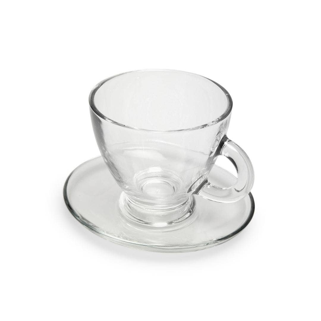 Hakan – Großhandel Tee-/Kaffeetasse – Glas Kaffee Teetassen mit Untertassen 6er Set (12 Stück), 7,6 oz10