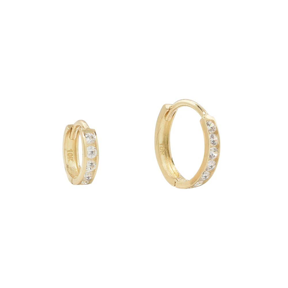 Ofina Jewelry - Wholesale Huggie Earrings - 10k Solid Gold Channel CZ Huggie11