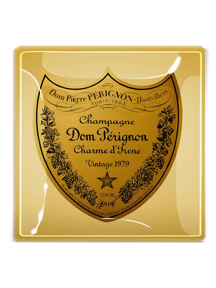 Vassoio in vetro decoupage Vintage Dom Pérignon Brut per la vendita all'ingrosso da parte di Ben's Garden