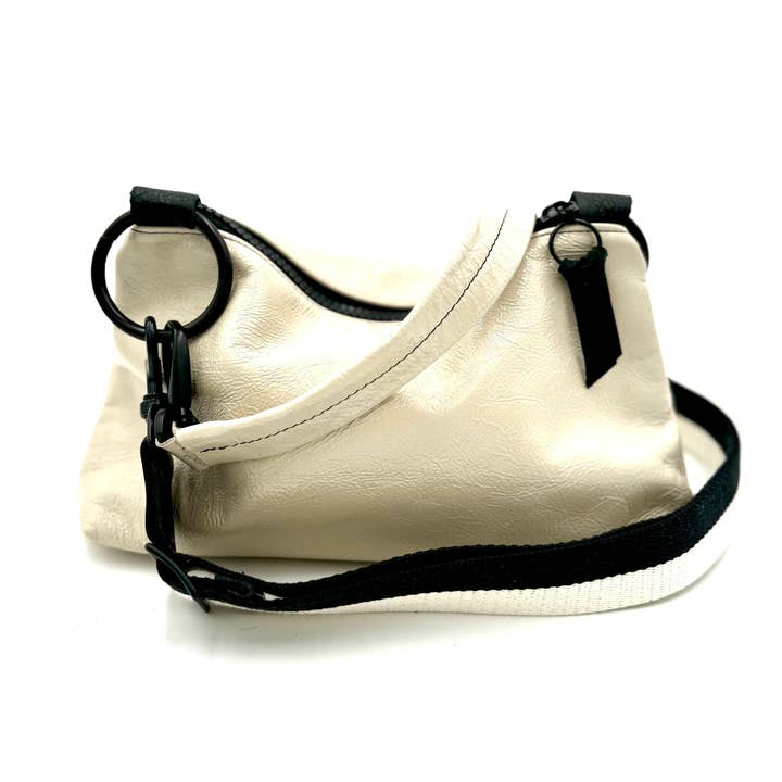 Eggshell crinkle patent leather Lou Lou Shoulder/Crossbody Bag for wholesale on Faire0