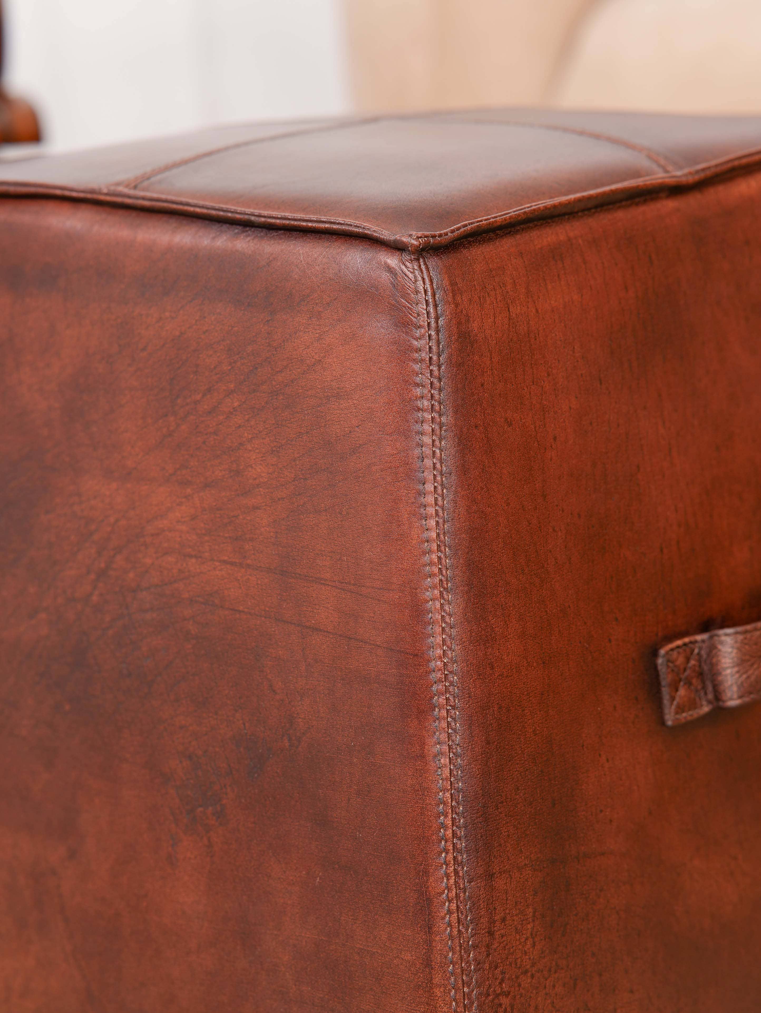 BBH Homes LLC - Vente Pouf - Pouf en cuir de buffle 22,5 x 22,5 x 219